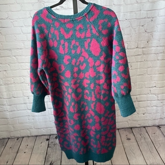 Cara & The Sky Elizabeth Animal Midi Knitted Dress Teal Size Small - Picture 7 of 9